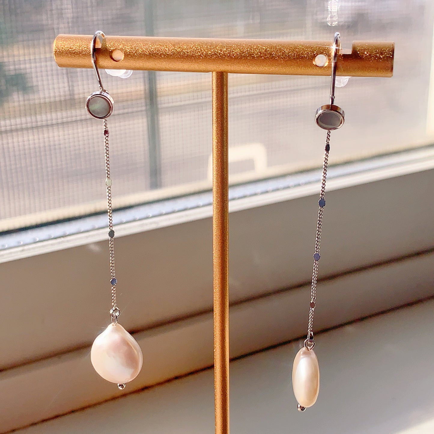 Earring - Fresh Water Baroque sterling Silver earrings