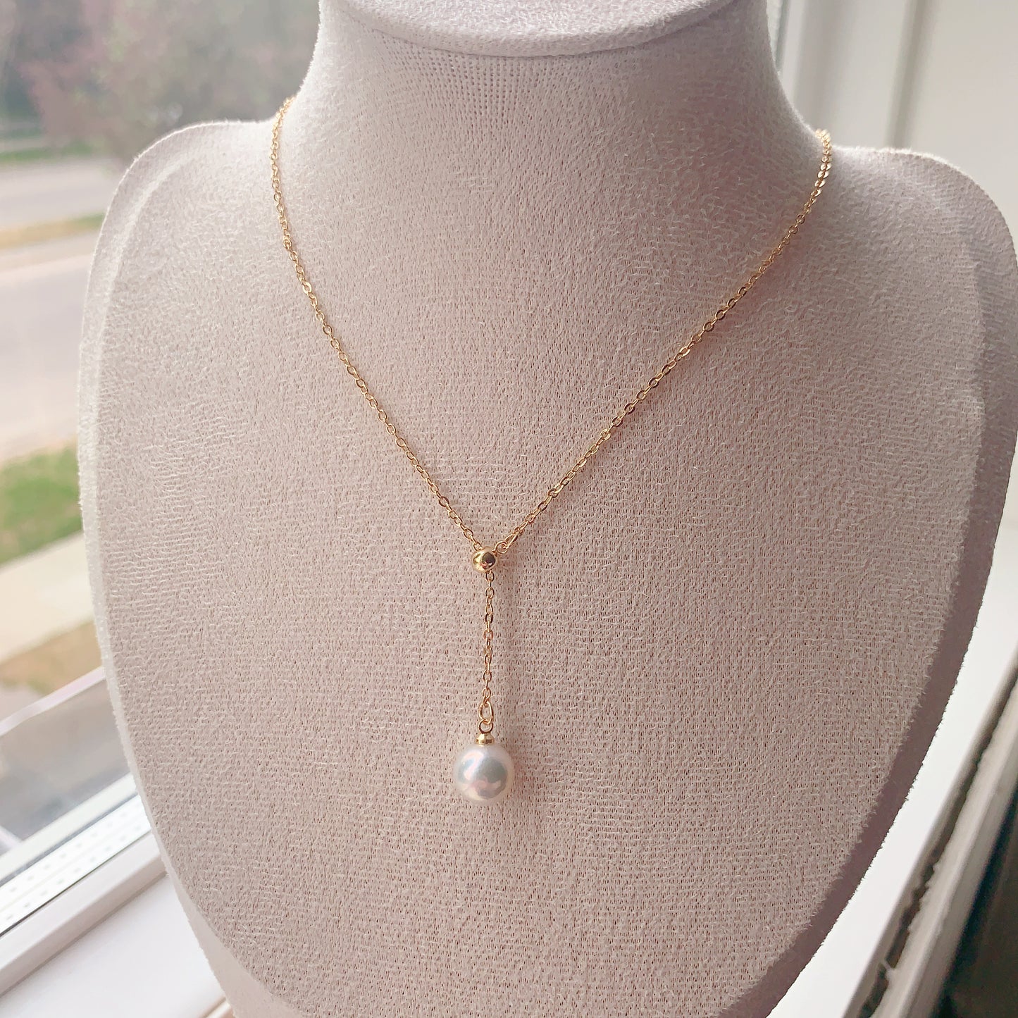 Necklace - Akoya Pearl + 14K Gold Plated Chain
