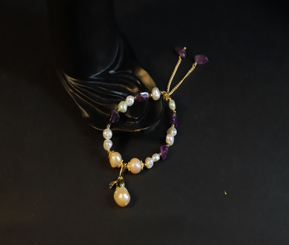 Bracelet - Amethyst + Baroque Pearl Bracelet
