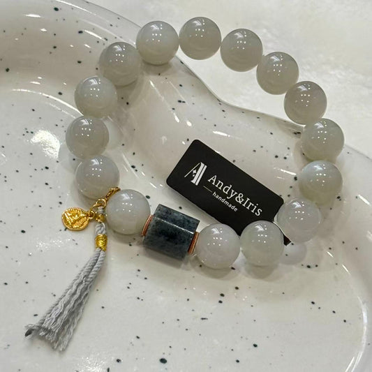 grey-toned Hetian white jade with black jade