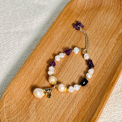 Bracelet - Amethyst + Baroque Pearl Bracelet