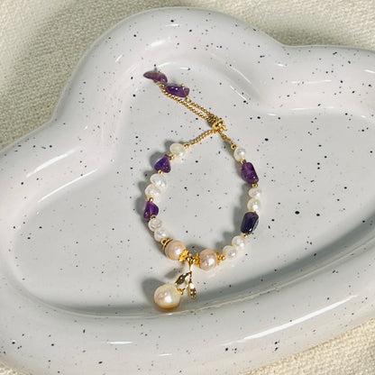 Bracelet - Amethyst + Baroque Pearl Bracelet